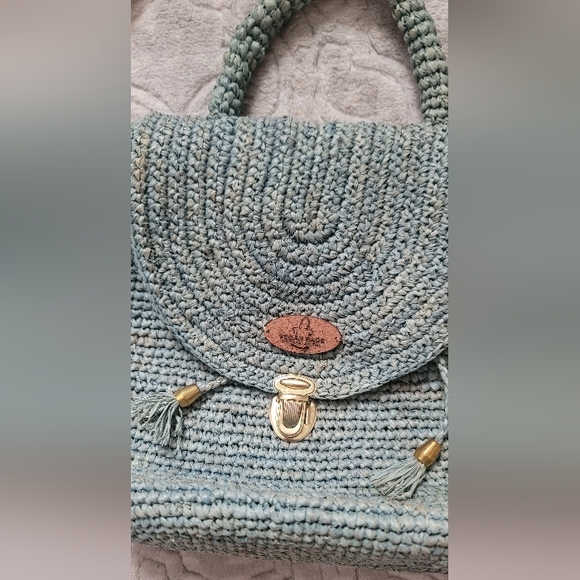 Vegan cork and raphia shoulder purse - Picture 9 of 10